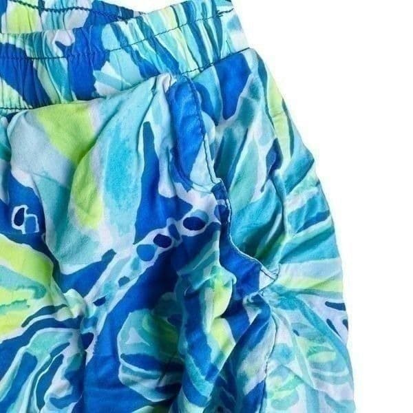 LILLY PULITZER Bright Blue Green White Colorful Ocean Pull On Drawstring Shorts - Thumbnail 2