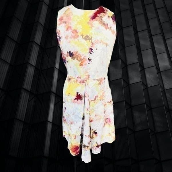 Anthropologie Hunter Bell New York Kukka Tea Abstract Dress Lined w/ Cut Out Bac - Image 1