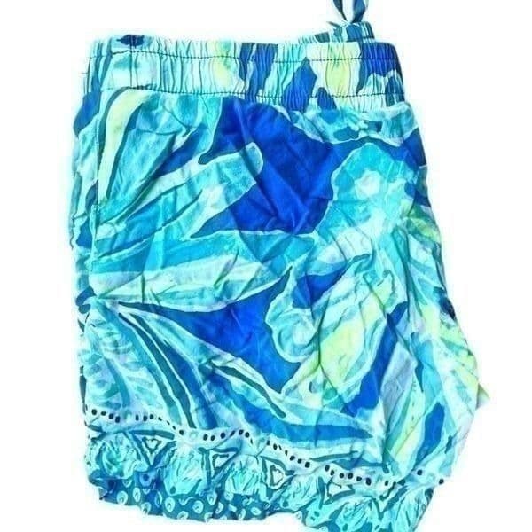 LILLY PULITZER Bright Blue Green White Colorful Ocean Pull On Drawstring Shorts - Thumbnail 5