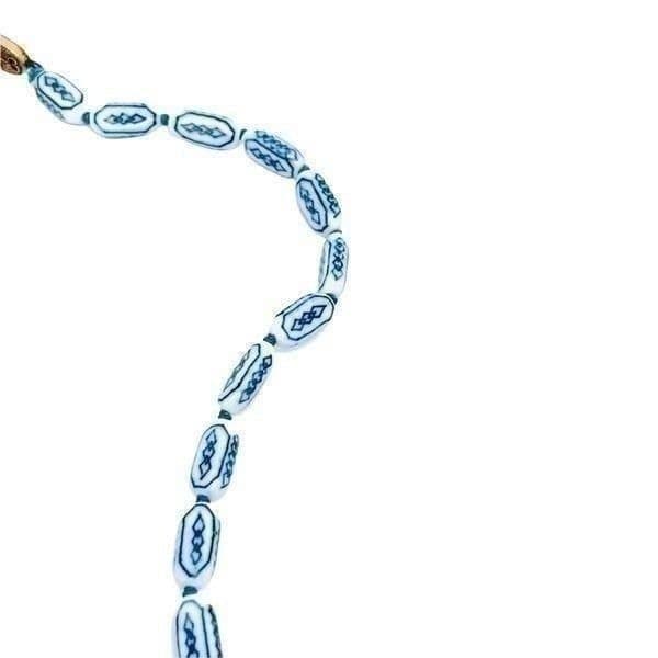 Antique Chinese Porcelain Silver Necklace on Double Hand Knotted Silk - Thumbnail 6