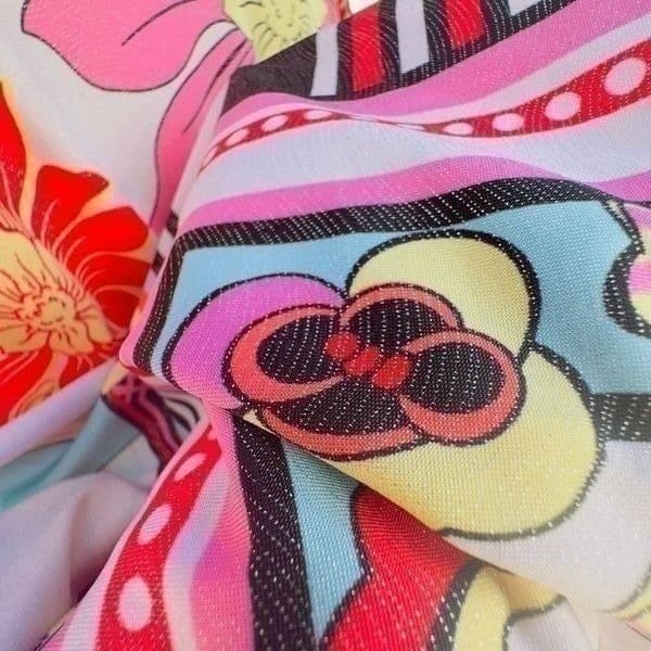 WANDA BEAUCHAMP Asian Floral Embellished Asymmetrical Hem One Sleeve Poncho Blou - Thumbnail 7