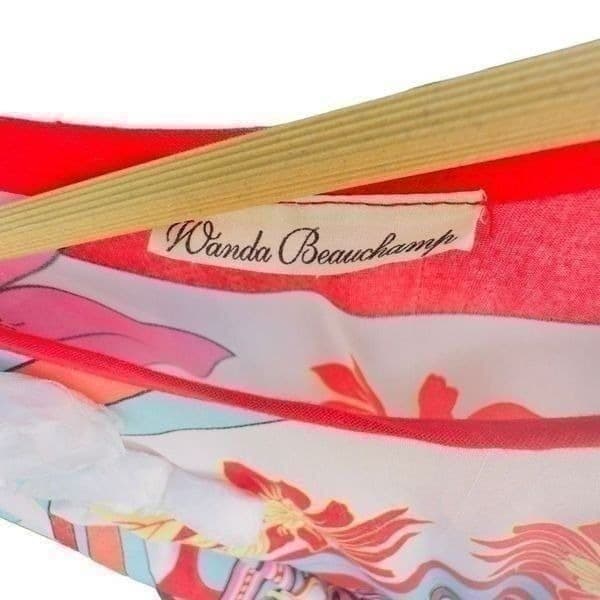 WANDA BEAUCHAMP Asian Floral Embellished Asymmetrical Hem One Sleeve Poncho Blou - Thumbnail 3