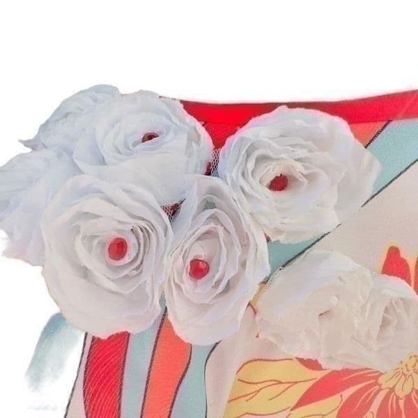 WANDA BEAUCHAMP Asian Floral Embellished Asymmetrical Hem One Sleeve Poncho Blou - Thumbnail 5