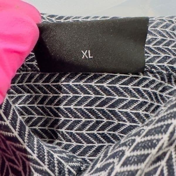 EMPORIO ARMANI Stretch Navy Blue White Long Sleeve Herringbone Collared Shirt Dr - Thumbnail 7