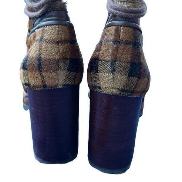 ANTONIO MELANI GRAYCIEE Plaid Calf Hair Leather Animal Print Color High Block He - Thumbnail 5