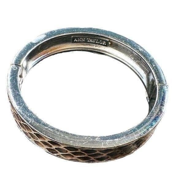 Ann Taylor Hinged Braclet Snakeskin Magnetic Design Interlock Rhinestones