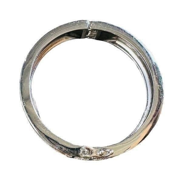 Ann Taylor Hinged Braclet Snakeskin Magnetic Design Interlock Rhinestones - Thumbnail 5