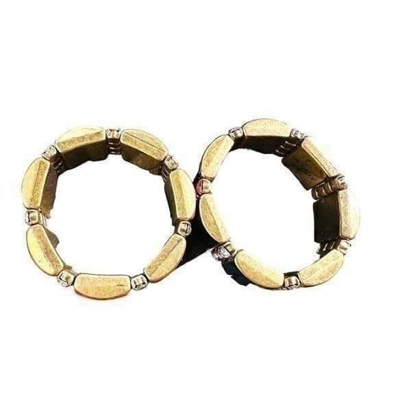 J Crew Red Black Square Gold-Tone Bracelets Rhinestone Diamonds Elastic Bundled - Thumbnail 4