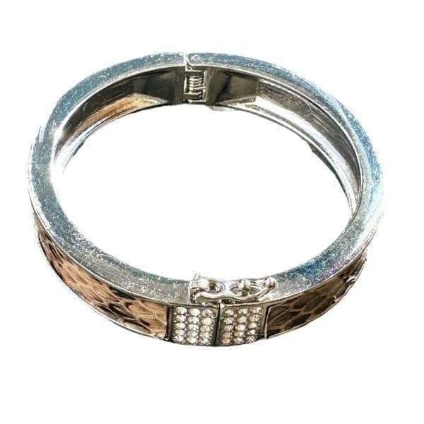 Ann Taylor Hinged Braclet Snakeskin Magnetic Design Interlock Rhinestones - Thumbnail 2