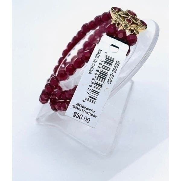 NWT Carolee Red & Gold Toned Beaded Stretch Bracelet - Thumbnail 5