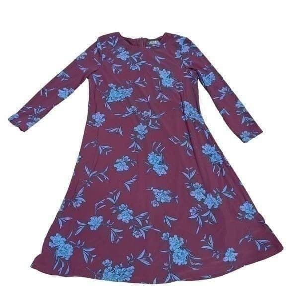 RALPH LAUREN LRL Almonte ABBI Jersey Dress Passion Plum Purple Blue Floral Dress - Thumbnail 3
