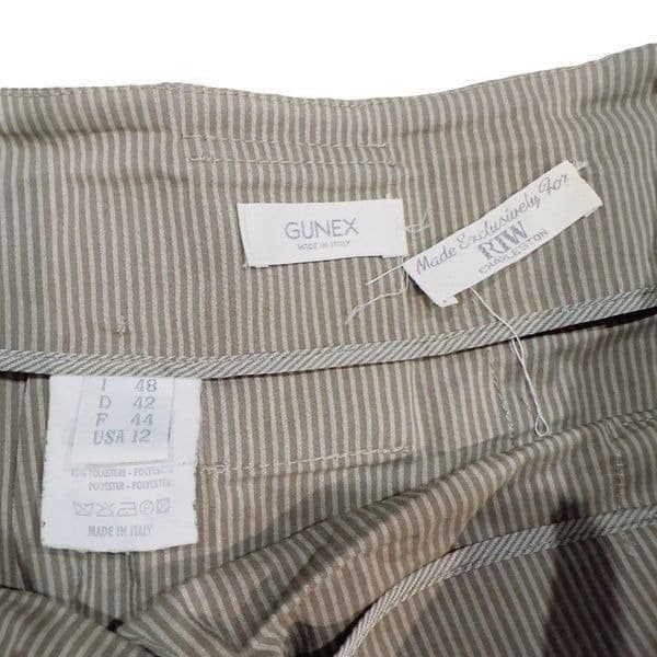 GUNEX Made In Italy High Waist Faux Front Pocket Pinstripe Skirt With Belt Loops - Thumbnail 4