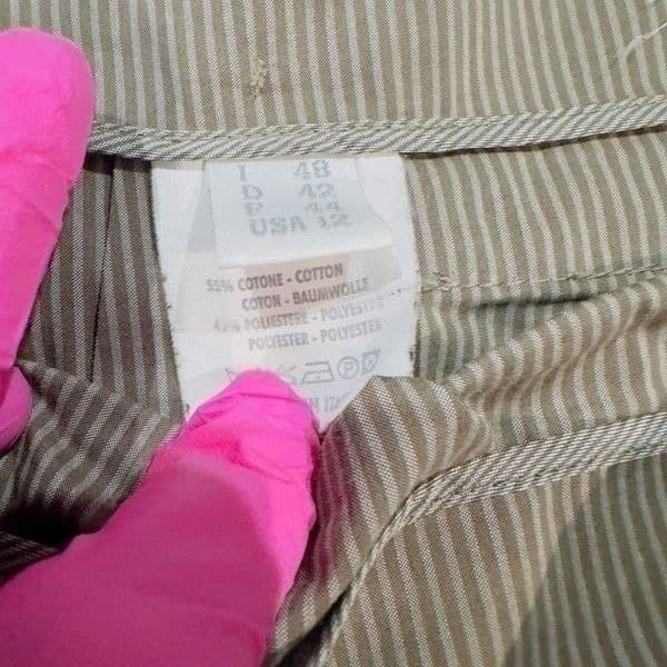 GUNEX Made In Italy High Waist Faux Front Pocket Pinstripe Skirt With Belt Loops - Thumbnail 3