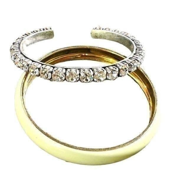 J. CREW SET OF 2 Beautiful Rhinestone Gold Plated Cuffed with Seamless Bracelets