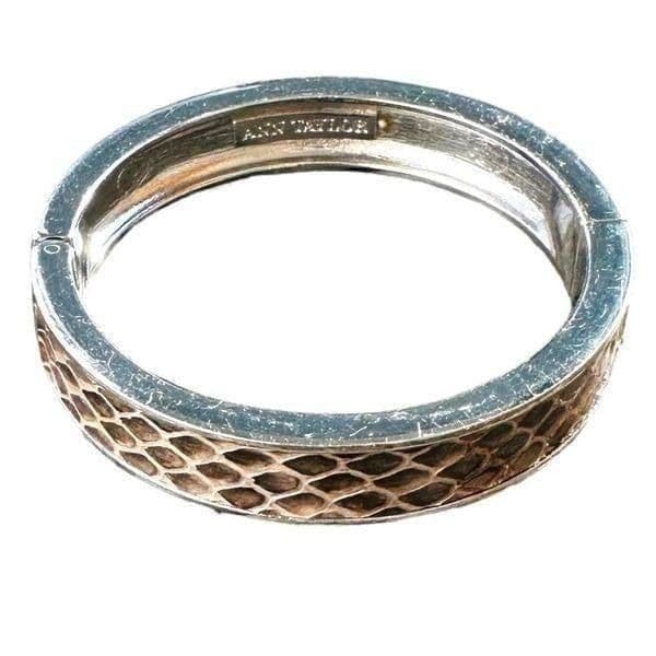 Ann Taylor Hinged Braclet Snakeskin Magnetic Design Interlock Rhinestones - Thumbnail 4