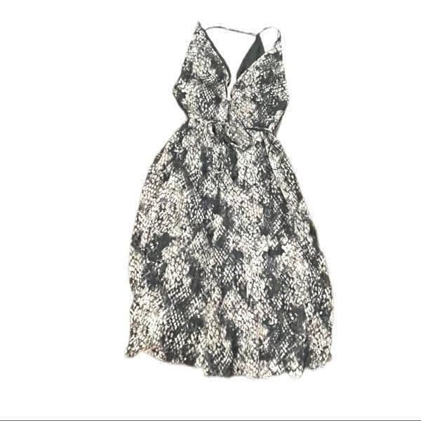 Topshop Python Animal Snake Print Deep V-Neck Midi Dress. Size US 4 - Thumbnail 2