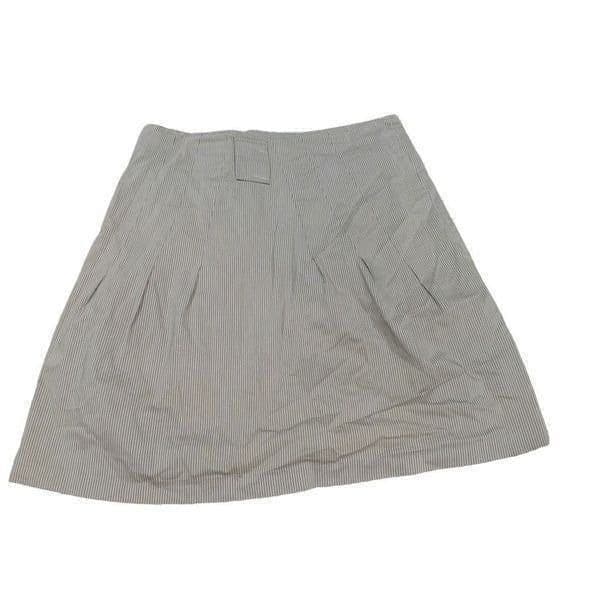 GUNEX Made In Italy High Waist Faux Front Pocket Pinstripe Skirt With Belt Loops - Thumbnail 2