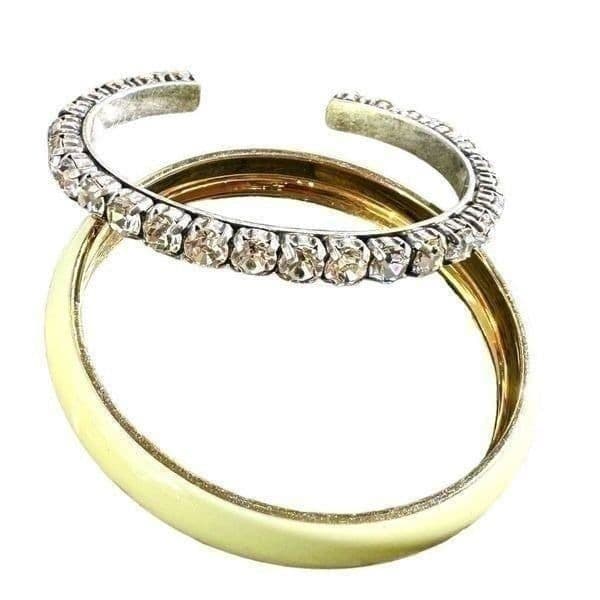 J. CREW SET OF 2 Beautiful Rhinestone Gold Plated Cuffed with Seamless Bracelets - Thumbnail 2