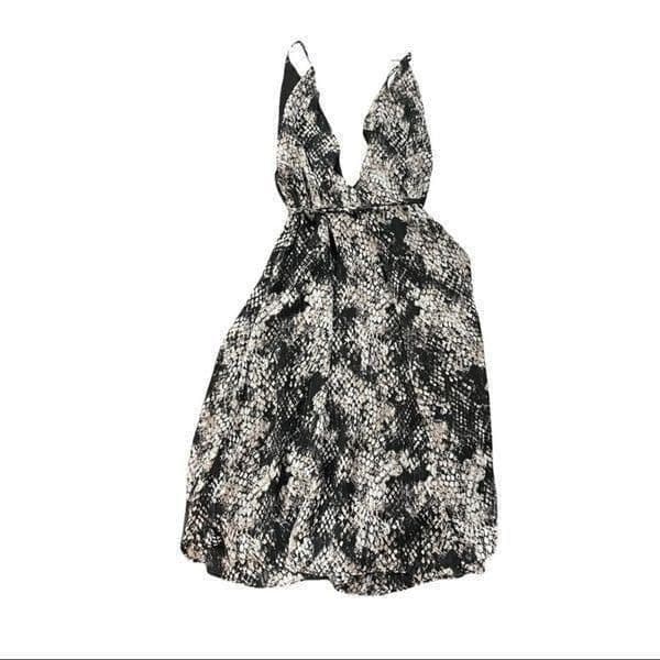 Topshop Python Animal Snake Print Deep V-Neck Midi Dress. Size US 4 - Thumbnail 3