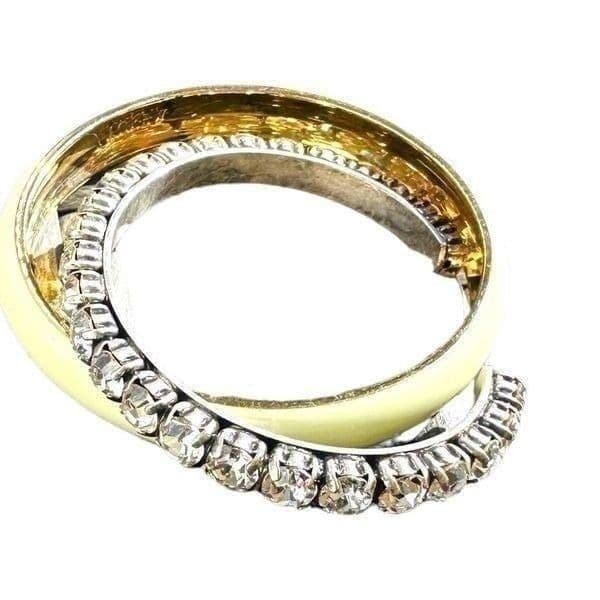 J. CREW SET OF 2 Beautiful Rhinestone Gold Plated Cuffed with Seamless Bracelets - Thumbnail 3