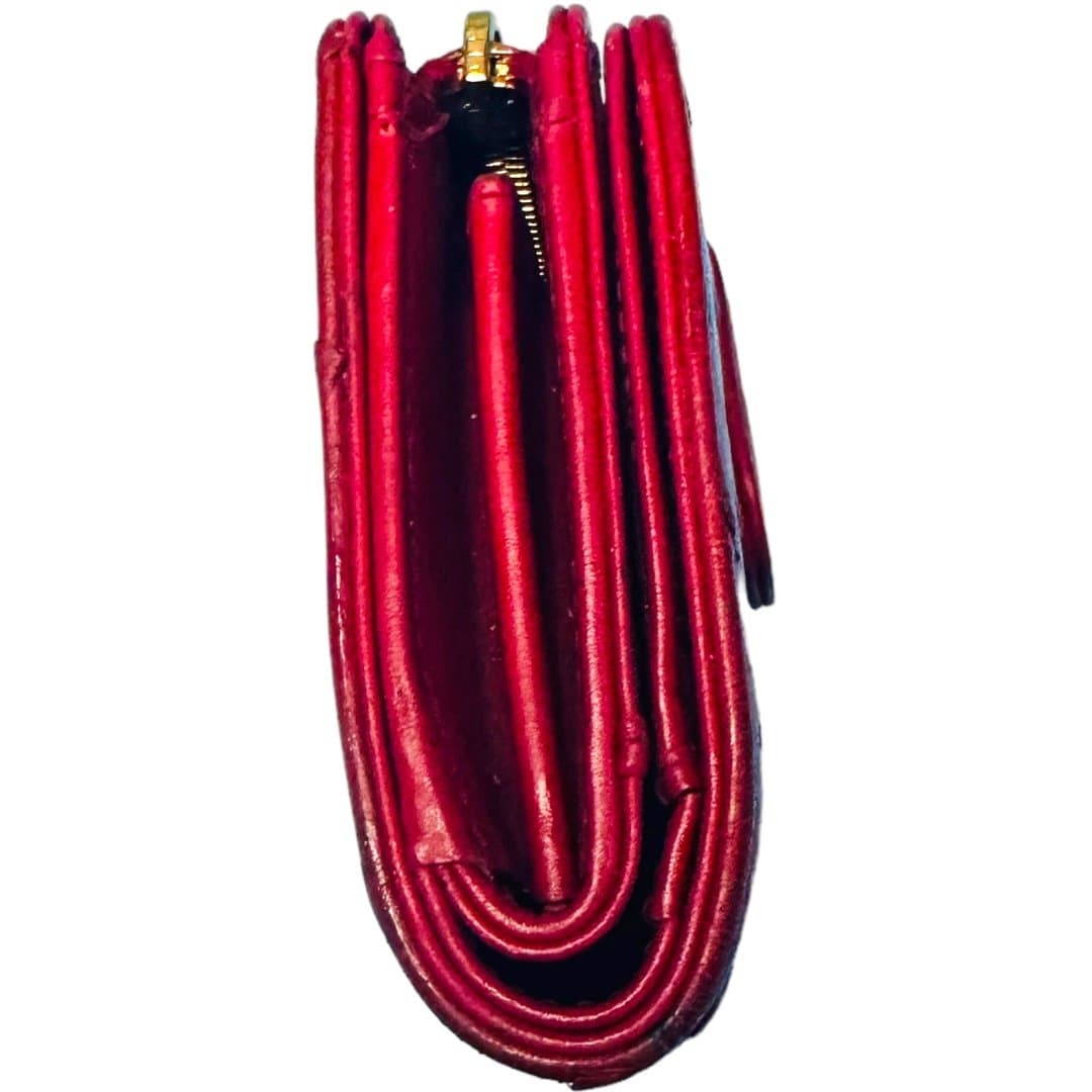 PRADA Red Goldtone Luxury Ostrich Leather Wallet Cardholder w/ COA ~ RARE - Thumbnail 7