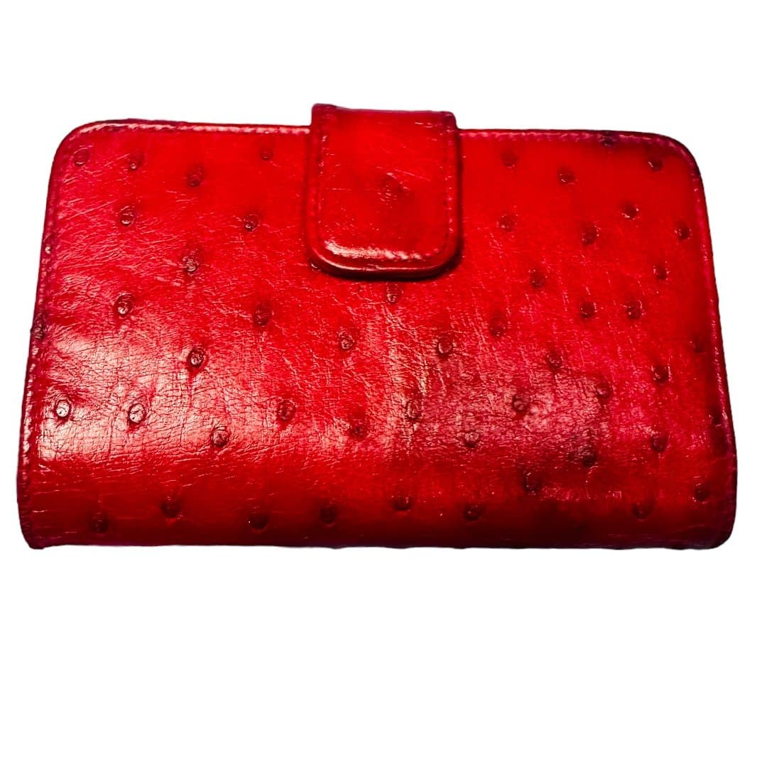 PRADA Red Goldtone Luxury Ostrich Leather Wallet Cardholder w/ COA ~ RARE - Thumbnail 11