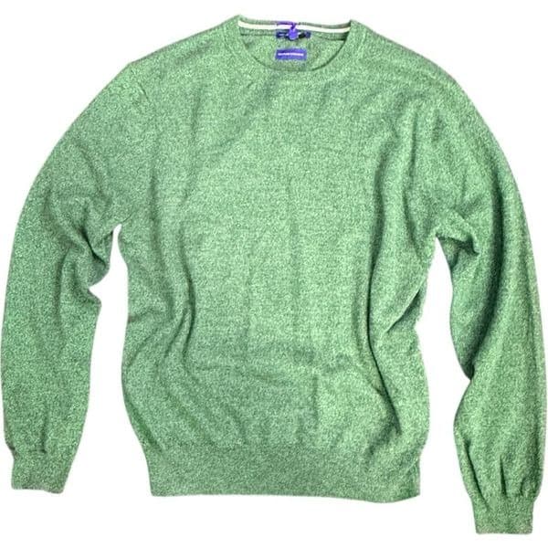 ALAN FLUSSER 100% Pure Cashmere Crewneck Sweater Green Men’s Classic Soft Luxury - Thumbnail 2