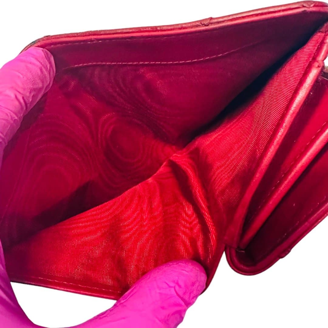 PRADA Red Goldtone Luxury Ostrich Leather Wallet Cardholder w/ COA ~ RARE - Thumbnail 10