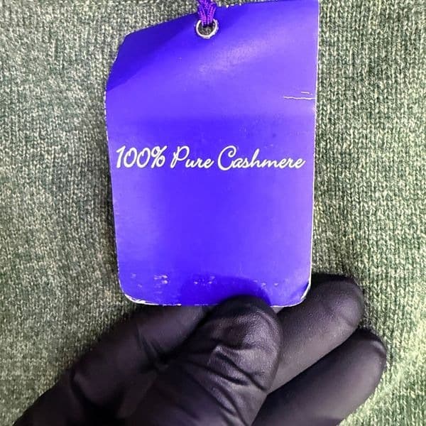 ALAN FLUSSER 100% Pure Cashmere Crewneck Sweater Green Men’s Classic Soft Luxury - Thumbnail 5