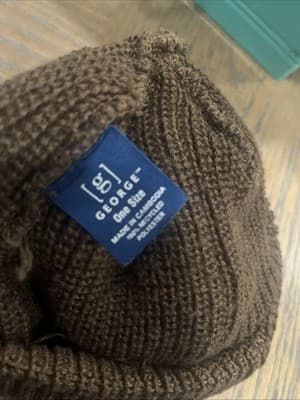 G George One Size Fits All 100% Polyester Solid Brown Beanie Hat - Thumbnail 2