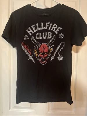 Stranger Things Hellfire Club Womens T-Shirt Size Small Black Netflix TV Series - Image 1