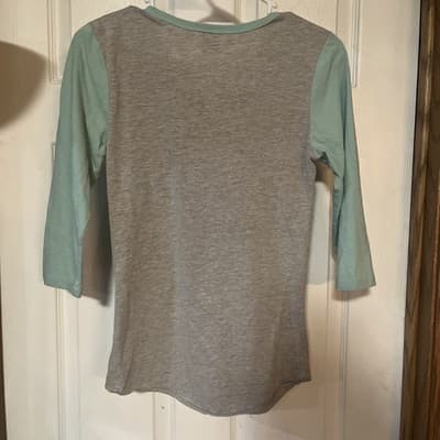 Women’s Quarter Length Two Toned Top Zine Brand Size Medium Turquoise And Gray - Thumbnail 3