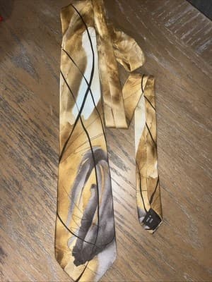 J Garcia Men’s Tie Nature Morte Collection Fifty-Four Gold Gray 59.5” 3.5” NWOT - Image 1