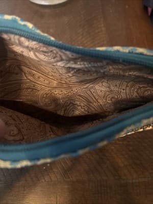 Turquoise Beaded Potli Bag Purse. Hindi Fabric Satin Purse - Thumbnail 4