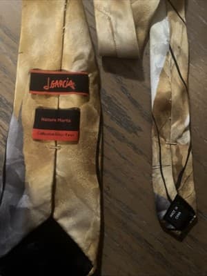 J Garcia Men’s Tie Nature Morte Collection Fifty-Four Gold Gray 59.5” 3.5” NWOT - Thumbnail 2