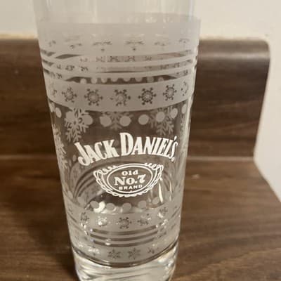 SINGLE JACK DANIELS Highball Glasses Winter Snowflakes Tumbler-EUC - Image 1