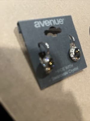 Avenue Earrings Brown Colorful Center With Rhinestone Outer Circle Hook New - Thumbnail 3