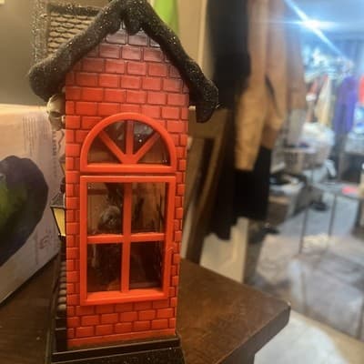 Lounging Skeleton With Black Cat Lighted Spinning Water Lantern - Thumbnail 2