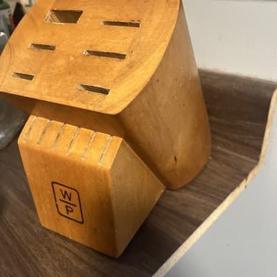 14 Slot Wolfgang Puck Wooden Knife Holder Knife Block HOLDER ONLY 9 1/2" Tall - Thumbnail 3