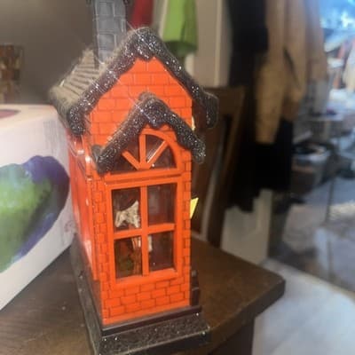 Lounging Skeleton With Black Cat Lighted Spinning Water Lantern - Thumbnail 4