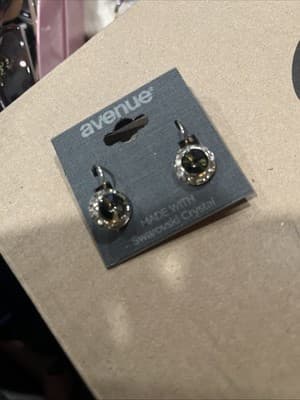 Avenue Earrings Brown Colorful Center With Rhinestone Outer Circle Hook New - Thumbnail 2