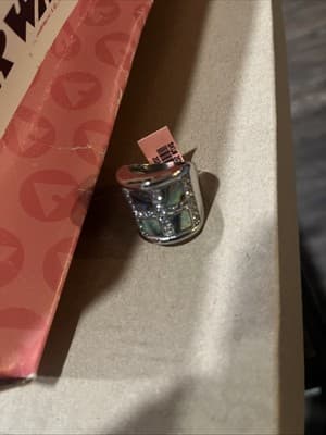 Sterling Silver 925 Marcasite And Ablone Shell Inlay Size 5.5 - Thumbnail 2