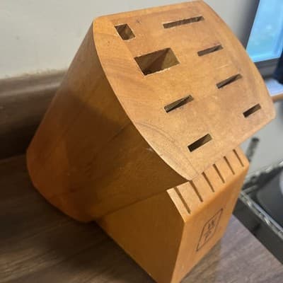14 Slot Wolfgang Puck Wooden Knife Holder Knife Block HOLDER ONLY 9 1/2" Tall - Thumbnail 2