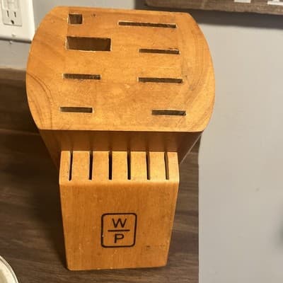 14 Slot Wolfgang Puck Wooden Knife Holder Knife Block HOLDER ONLY 9 1/2" Tall - Image 1