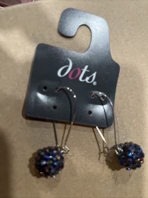 Blue Crystal Ball New Years Earrings With Long Back An Clasp Women’s Dots Brand - Thumbnail 2