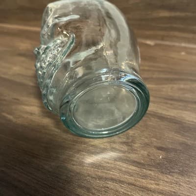 San Miguel Green Recycled Glass 5" Skull Glas Halloween Or Decor - Thumbnail 5