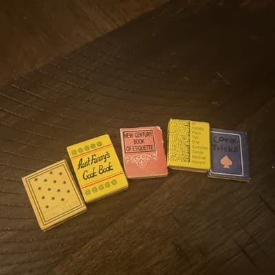 Dollhouse Miniature books vintage unreadable medical cookbook fiction lot of 5 - Image 1