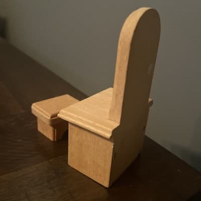 Dollhouse Miniature Playstuf Wood Oak Vanity with Stool - Thumbnail 3