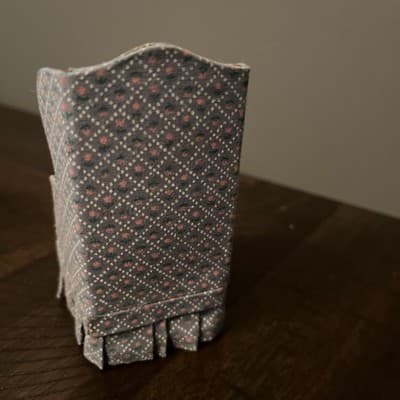 Dollhouse Furniture Wingback Chair And Floral Ruffle Hems Blue - Thumbnail 3