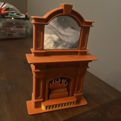 LITTLE TIKES Dollhouse Furniture Fireplace Mirror Brown 1980's Vintage - Thumbnail 2
